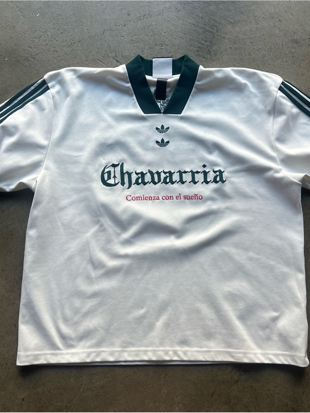 Adidas Chavarria White & Dark Green Soccer Shirt